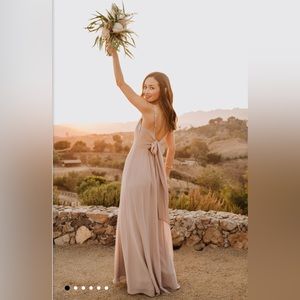 Show Me Your MuMu Lauren Tie Maxi Bridesmaids Dress - Soft Beige Chiffon